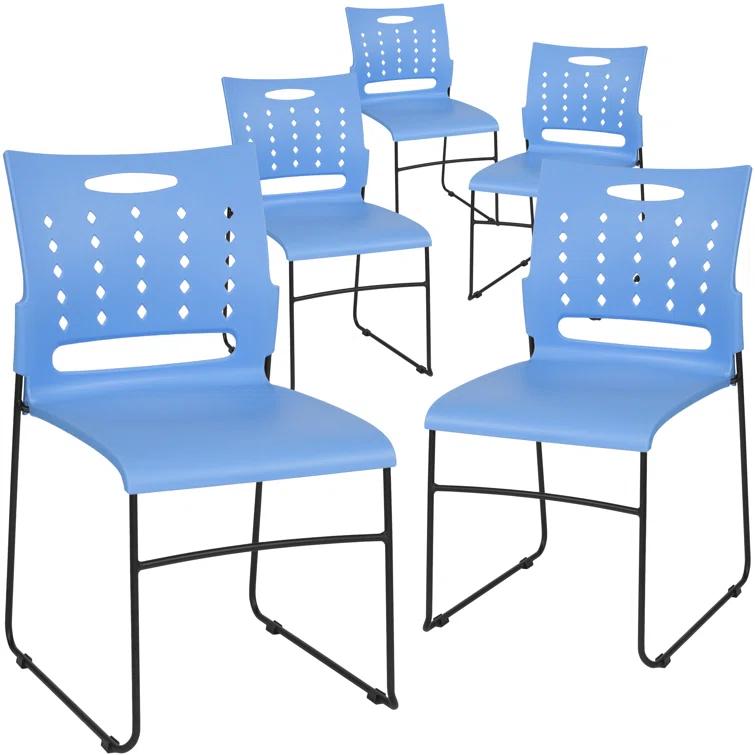Flash Furniture Heidi 881 lb. Capacity Sled Base Stack Chair with Air-Vent Back (Set of 5)