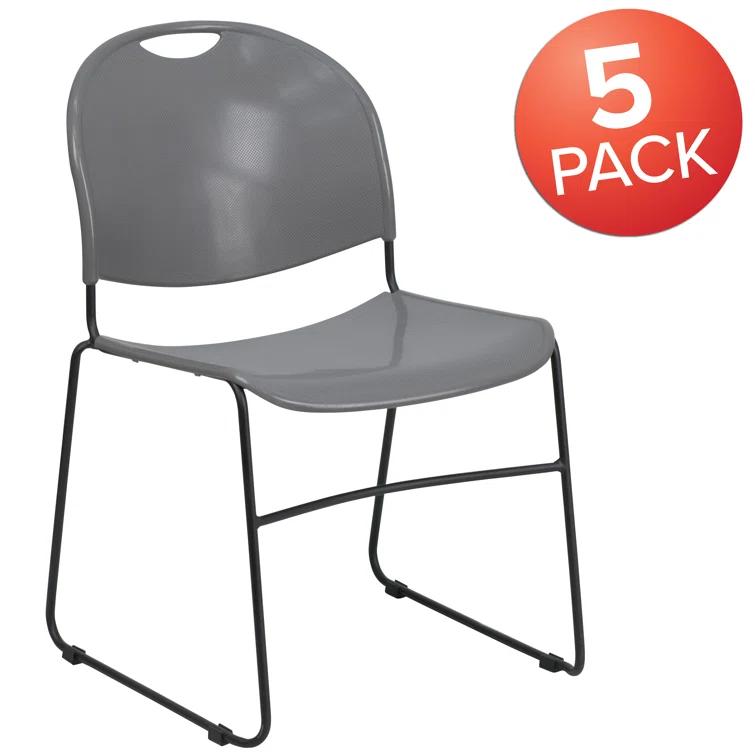 Flash Furniture Gaea 880 lb. Capacity Ultra-Compact Stack Chair with Metal Frame (Set of 5)