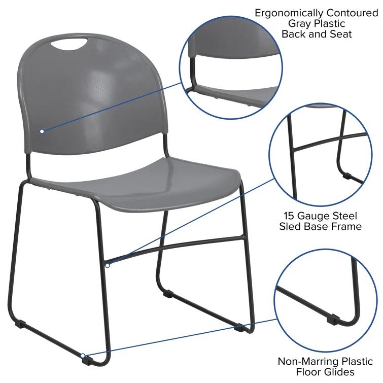 Flash Furniture Gaea 880 lb. Capacity Ultra-Compact Stack Chair with Metal Frame (Set of 5)