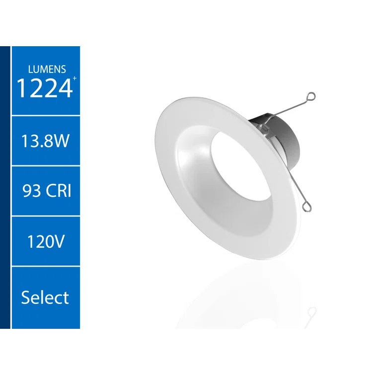 NICOR Lighting 6'' Selectable Color Temperature Dimmable Air-Tight IC Rated LED Retrofit Recessed Lighting Kit DLR56612120SWH