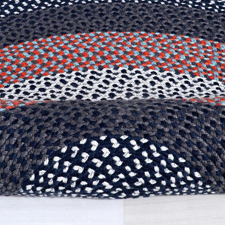 Enika Hand Braided Red/Blue Area Rug