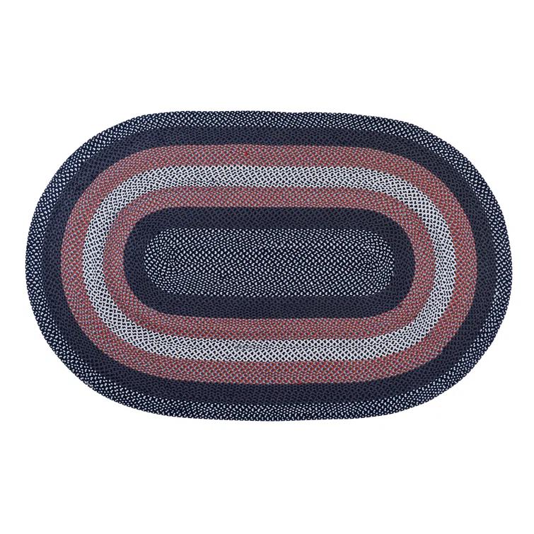 Enika Hand Braided Red/Blue Area Rug