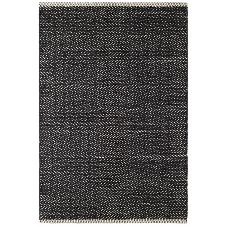 Herringbone Black Handwoven Cotton Rug