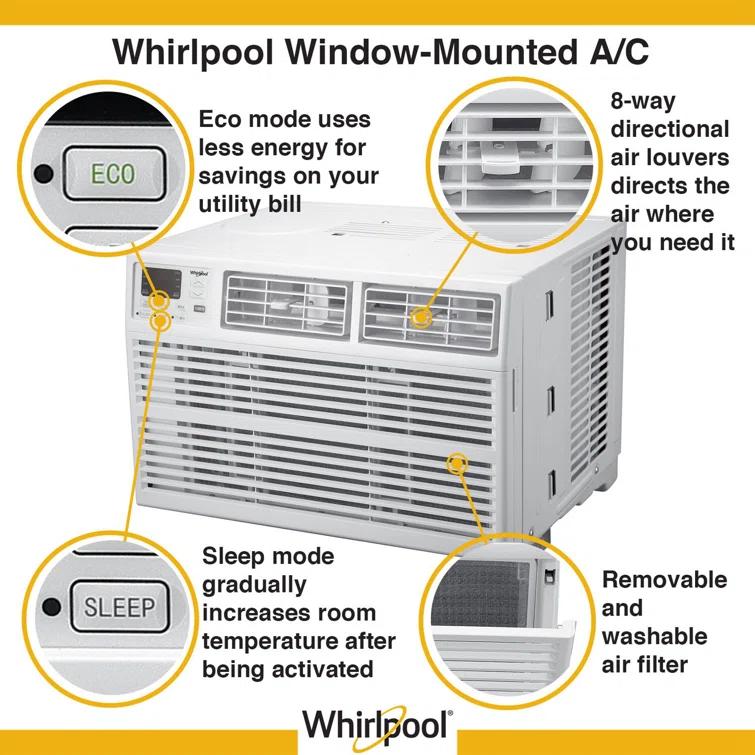 Whirlpool 12000 BTU Energy Star Window Air Conditioner for 550 Square Feet with Remote Included