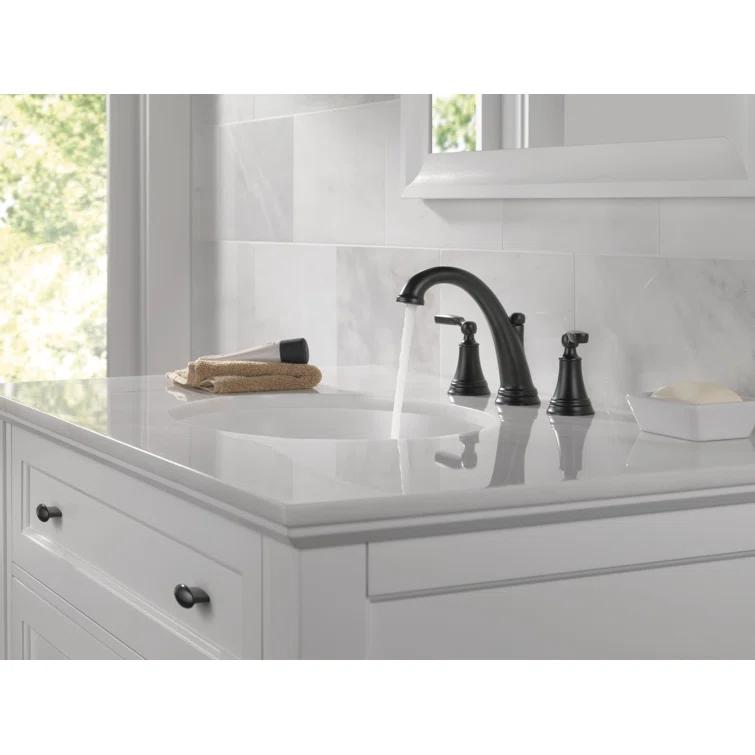 Woodhurst Widespread Bathroom Faucet 3 Hole, 2-handle Bathroom Sink Faucet with Drain Assembly