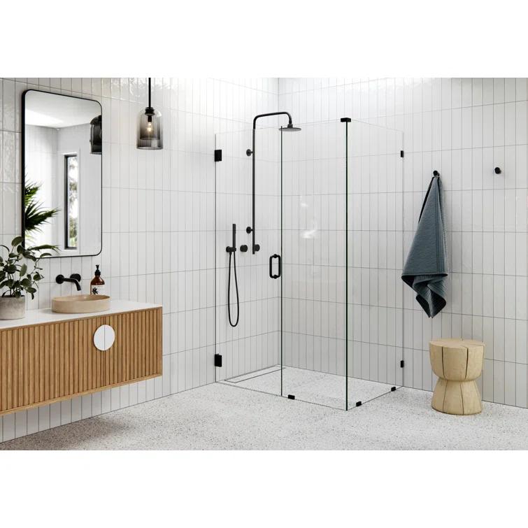 Illume 51 in. x 35 in. x 78 in. 90-degree Fully Frameless Wall Hinged Glass Shower Enclosure