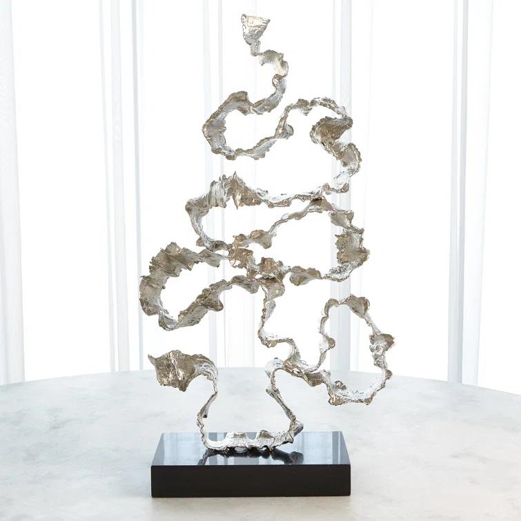 Squiggles Sculpture-Nickel w/Black Granite