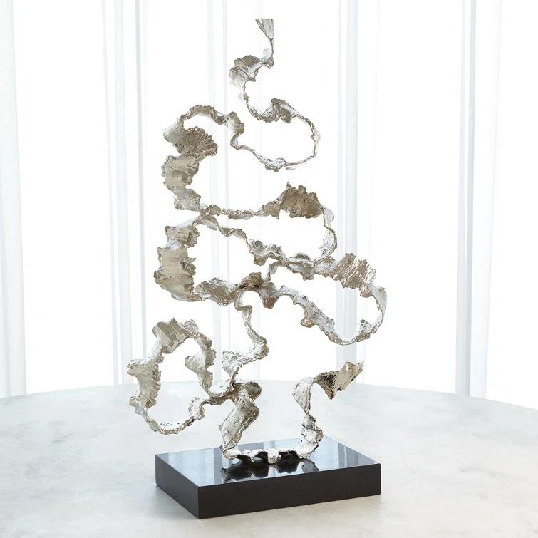 Squiggles Sculpture-Nickel w/Black Granite