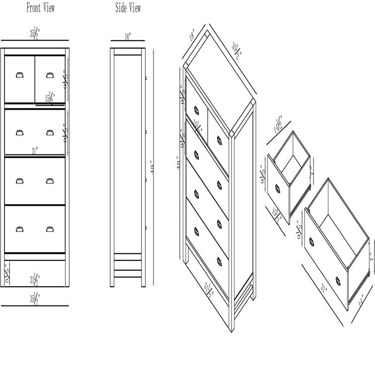 Alaterre Arden 36" W Bohemian Style Rectangular Chest With 5 Drawers, With Hidden Fasteners