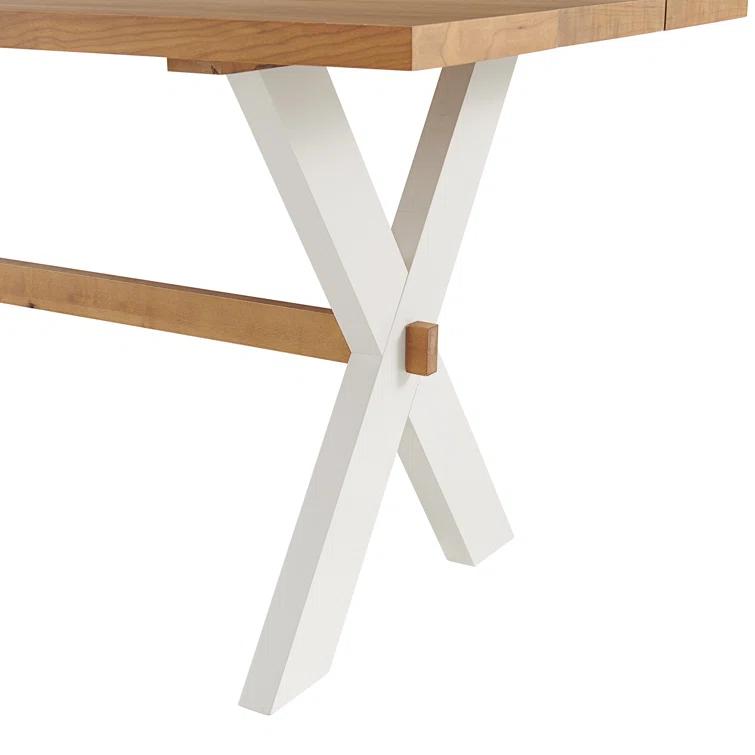 Chelsea 72" Wide Farmhouse Style Table Crossed Legs Rectangular Dining Table,1 Bench And 2 Chairs