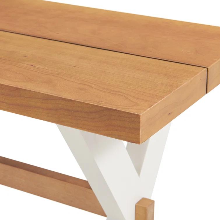 Chelsea 72" Wide Farmhouse Style Table With Crossed Legs Rectangular Dining Table with Bench