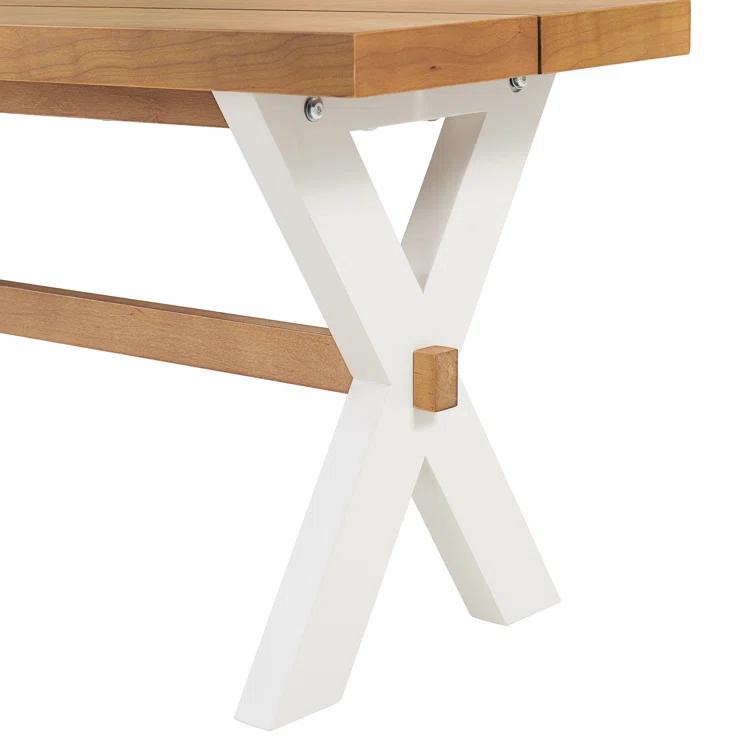 Chelsea 72" Wide Farmhouse Style Table Crossed Legs Rectangular Dining Table,1 Bench And 2 Chairs