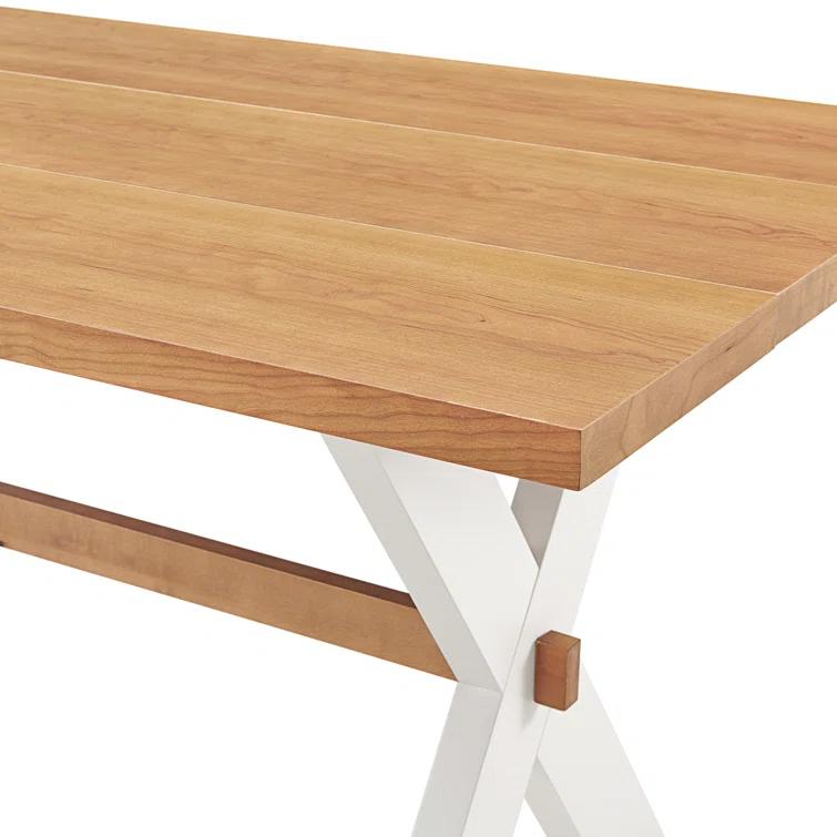 Chelsea 72" Wide Farmhouse Style Table Crossed Legs Rectangular Dining Table,1 Bench And 2 Chairs