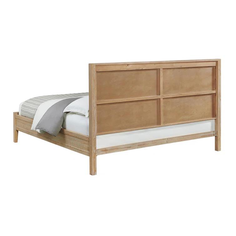 Arden 5-Piece King Bedroom Furniture Set w/ King-Sized Bed, 2x 2-Drawer Nightstands, 5-Drawer Chest & 6-Drawer Double Dresser, Solid Wood Set, Metal Bar Handles & Elegant Light Driftwood Finish