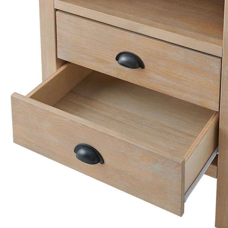 Arden 5-Piece Bedroom Set - Queen Bed, Two 2-Drawer Nightstands, 5-Drawer Chest, 6-Drawer Double Dresser, Solid Pine Wood, Light Driftwood Finish, Modern Rustic Style