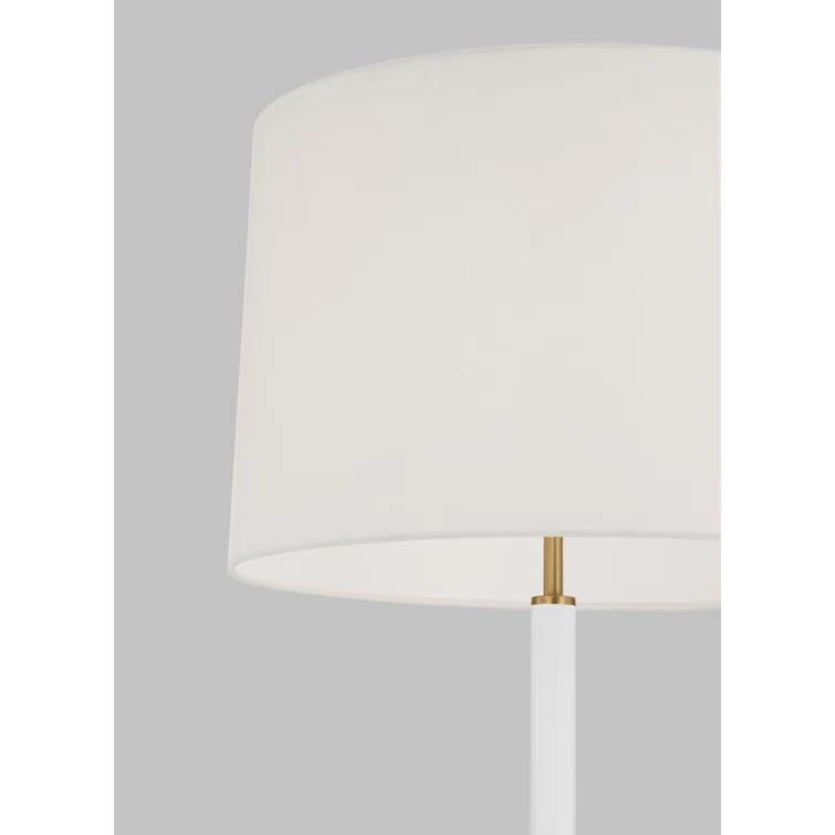 Monroe 62" Burnished Brass LED Floor Lamp with White Shade