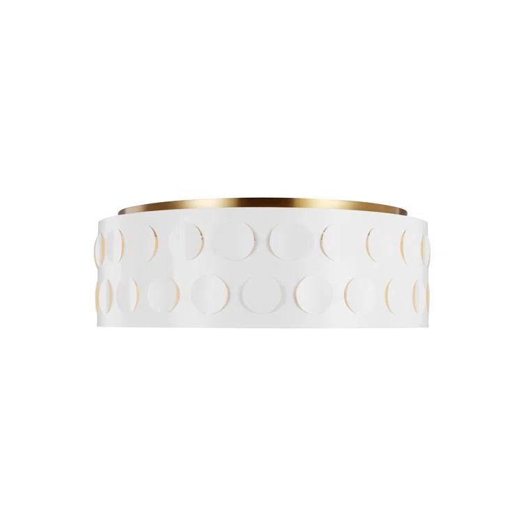 Dottie Polished Nickel Drum Flush Mount with Etched Glass Diffuser