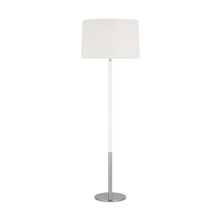 Elegant Monroe Polished Nickel Floor Lamp with White Drum Shade