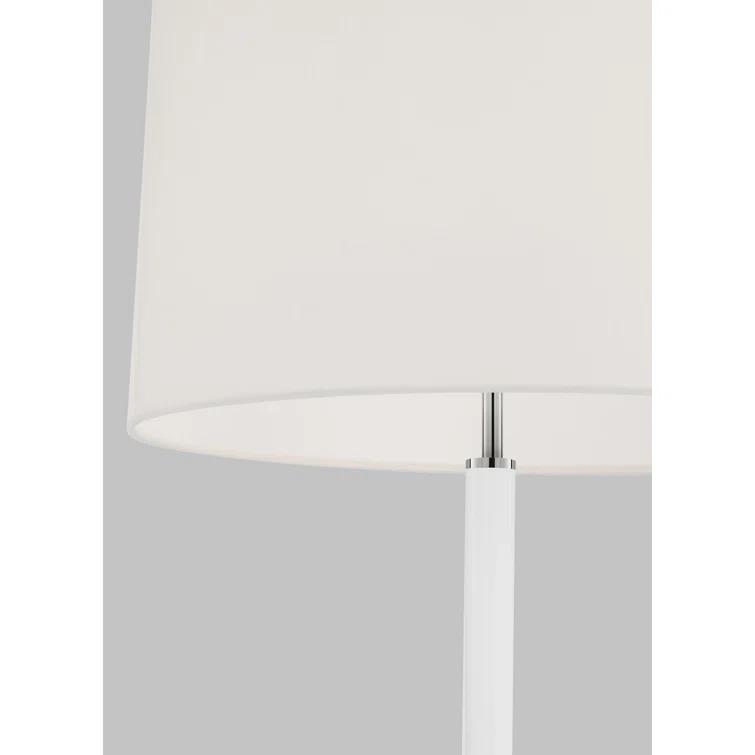 Elegant Monroe Polished Nickel Floor Lamp with White Drum Shade