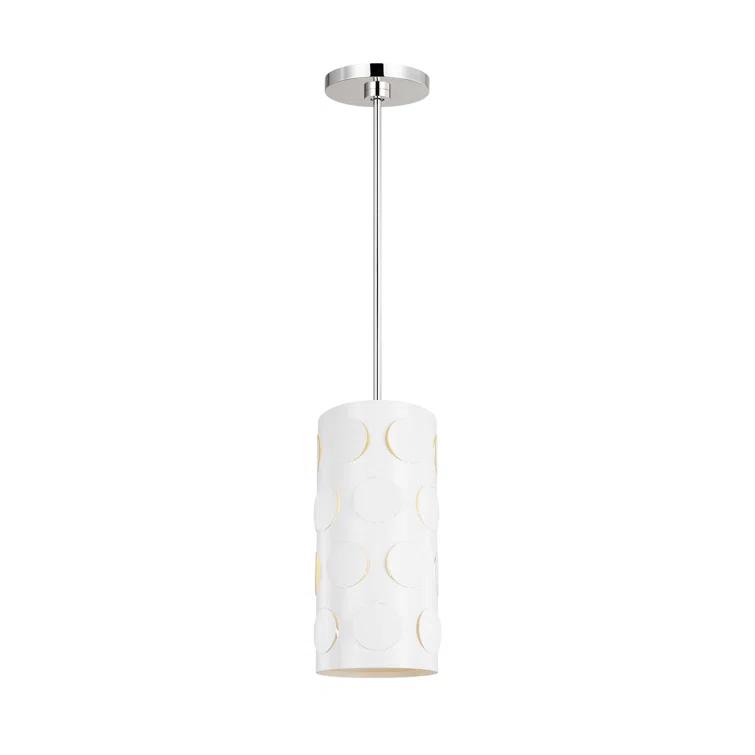Dottie Polished Nickel 16" Drum Pendant with Playful Dot Motif