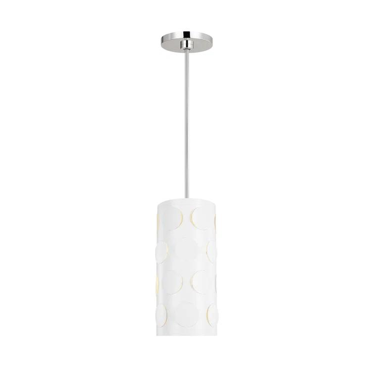 Dottie Polished Nickel 16" Drum Pendant with Playful Dot Motif