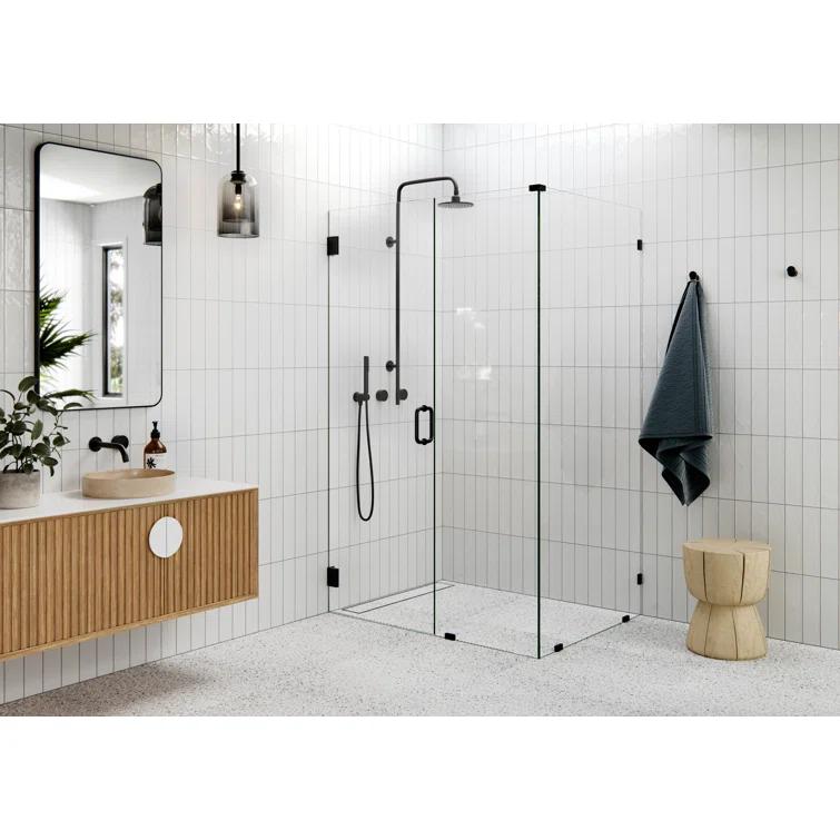 Illume 32 in. x 78 in. 90-degree Fully Frameless Wall Hinged Glass Shower Enclosure