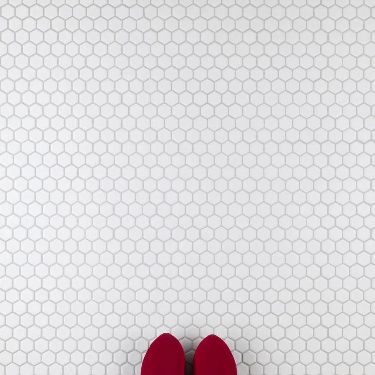 Hudson 1" Hex 11-7/8 " x 13-1/4 " Porcelain Mosaic Floor and Wall Tile