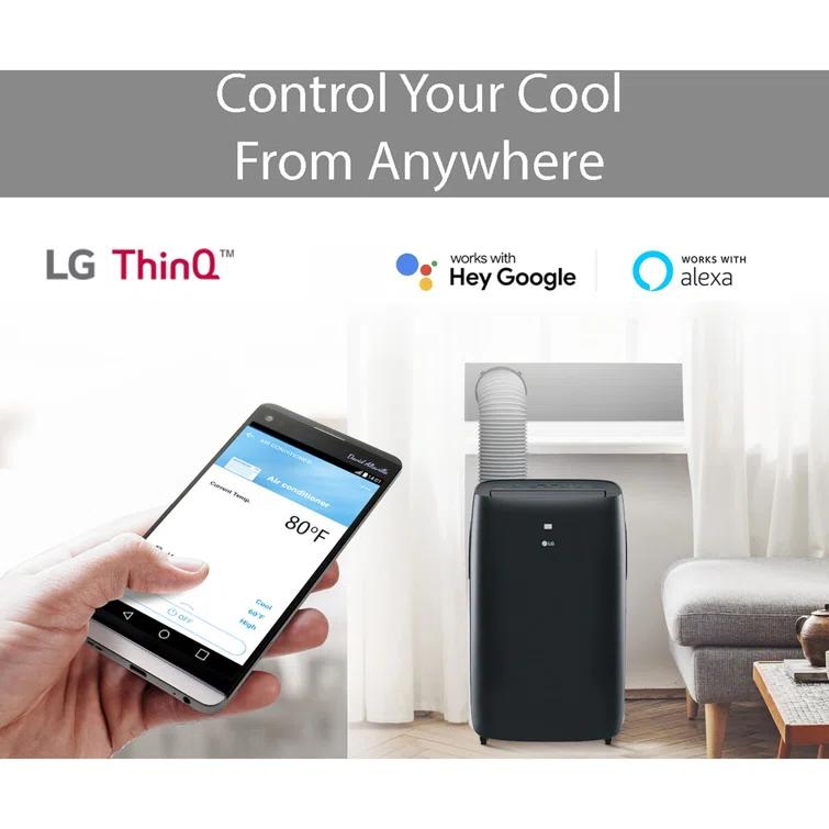LG 8,000 BTU DOE / 12,000 BTU ASHRAE Smart Portable Air Conditioner, Cools 400 Sq.Ft.