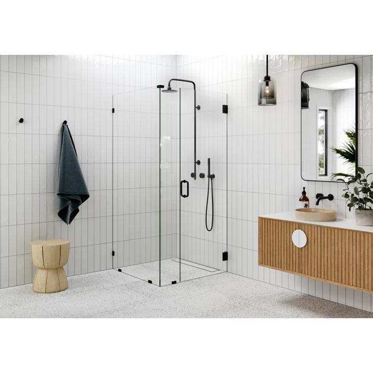 Illume 45 in. x 36 in. x 78 in. 90-degree Fully Frameless Wall Hinged Glass Shower Enclosure