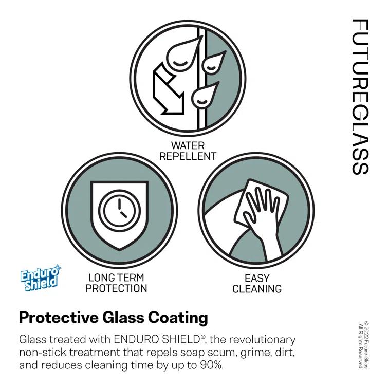 Illume 58 in. x 38 in. x 78 in. 90-degree Fully Frameless Wall Hinged Glass Shower Enclosure