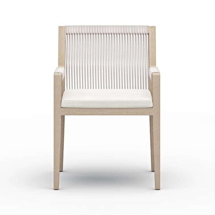 Degeorge Wood Outdoor Dining Armchair with Cushion