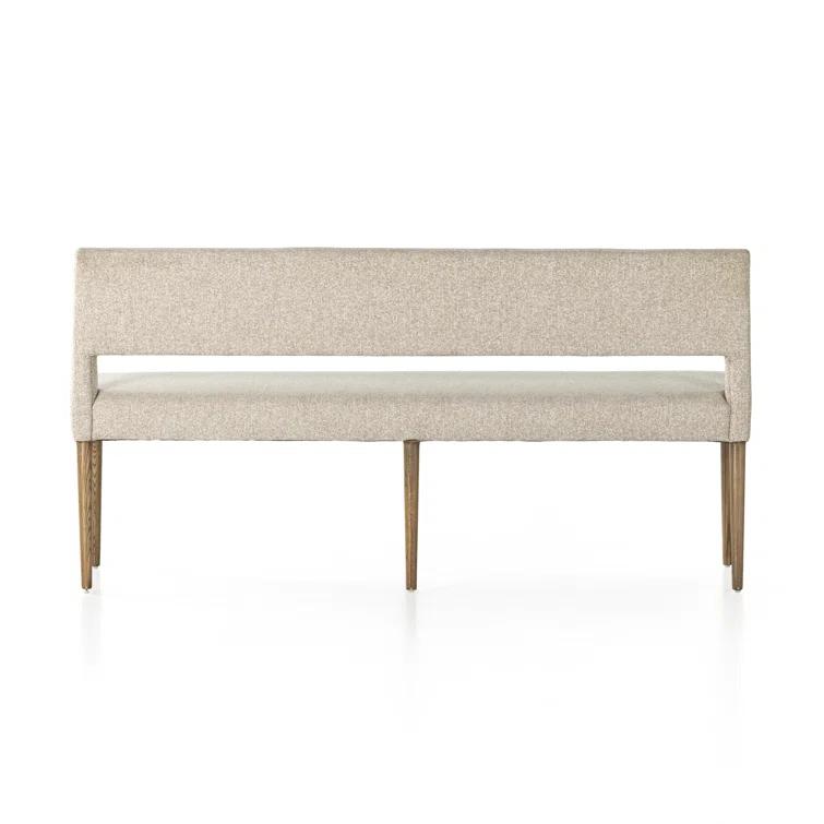 Joseph Gray Upholstered Dining Bench with Nettlewood Legs