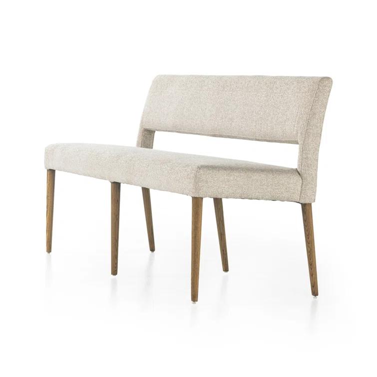Joseph Gray Upholstered Dining Bench with Nettlewood Legs