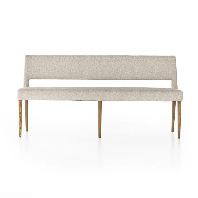 Joseph Gray Upholstered Dining Bench with Nettlewood Legs
