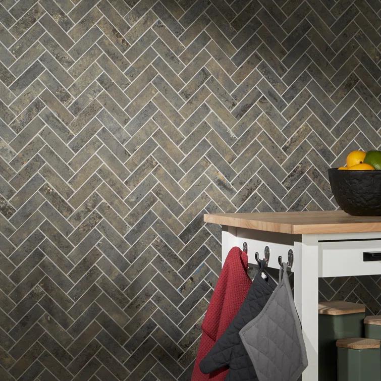Mantis 10.03 in. x 10.62 in. Herringbone Matte Porcelain Floor & Wall Mosaic Tile (0.75 Sq.Ft./Each)