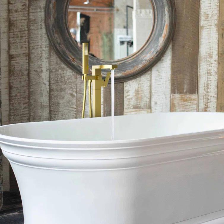 Cube Floor Tub Spout with Diverter