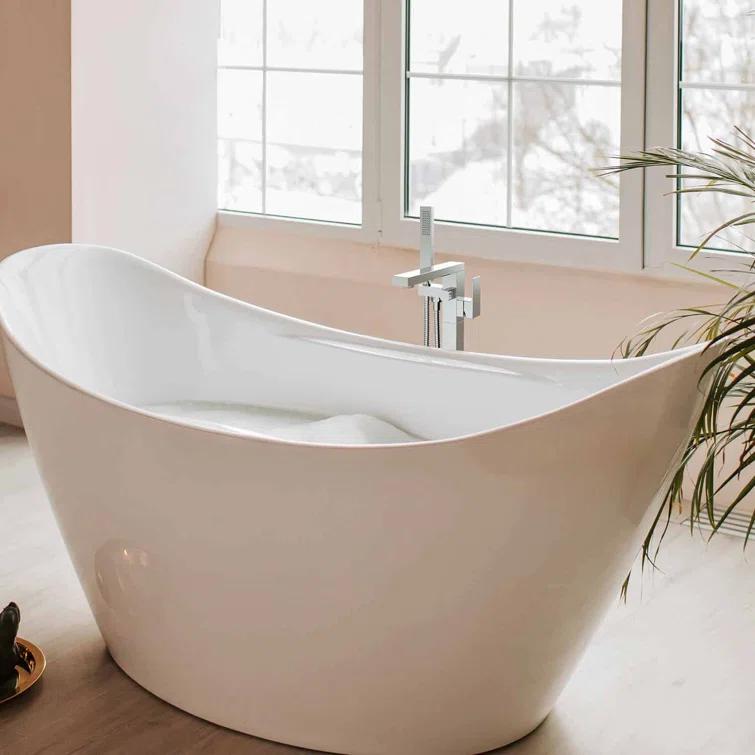 Cube Floor Tub Spout with Diverter