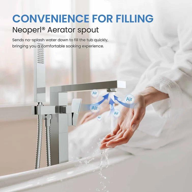 Cube Floor Tub Spout with Diverter