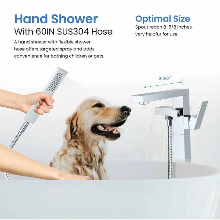 Cube Floor Tub Spout with Diverter