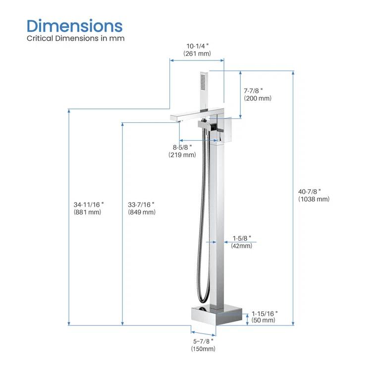 Cube Floor Tub Spout with Diverter