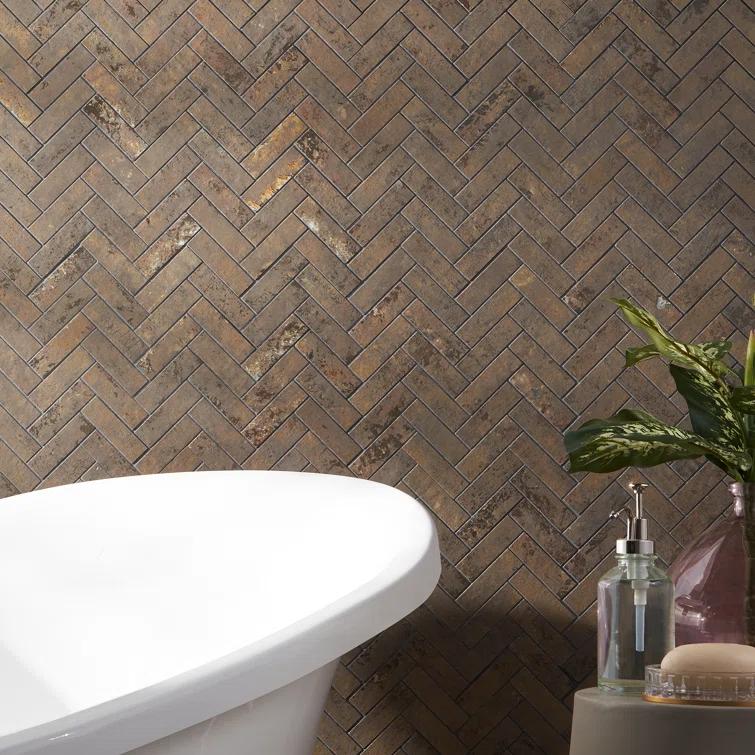 Bond Tile Ravina 10.03 in. x 10.62 in. Matte Porcelain Floor & Wall Herringbone Mosaic Tile (0.75 Sq.Ft. / Each)