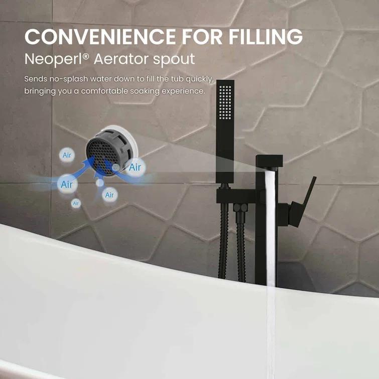 Cube Floor Tub Spout with Diverter