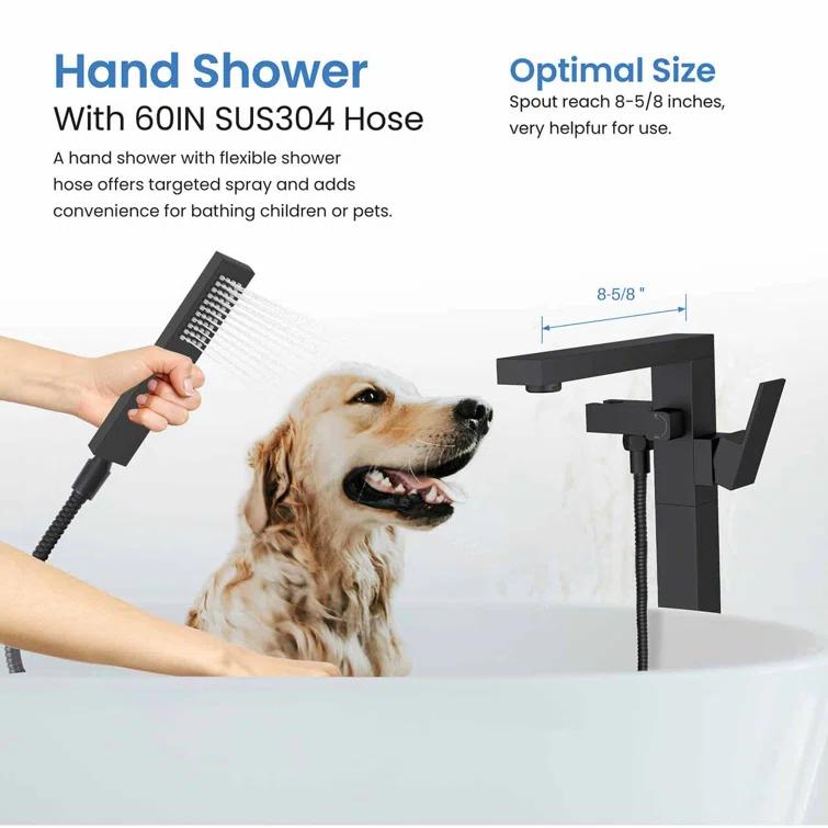 Cube Floor Tub Spout with Diverter