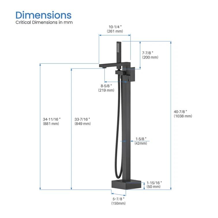 Cube Floor Tub Spout with Diverter