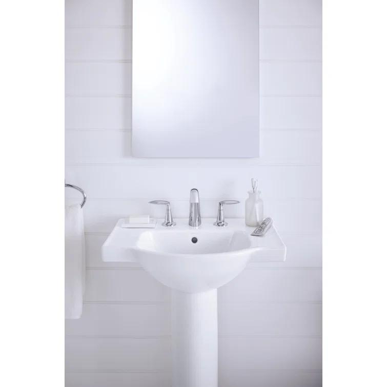 Kohler Alteo Widespread Bathroom Faucet with Pop-Up Drain Assembly, 3-Hole 2-Handle Bathroom Sink Faucet, 1.2 gpm