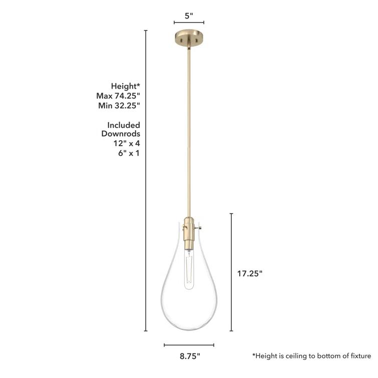 Lundin 1 - Light Single Tear Drop Pendant