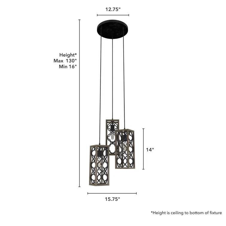 Gablecrest 3 Light Rectangle Cluster Pendant