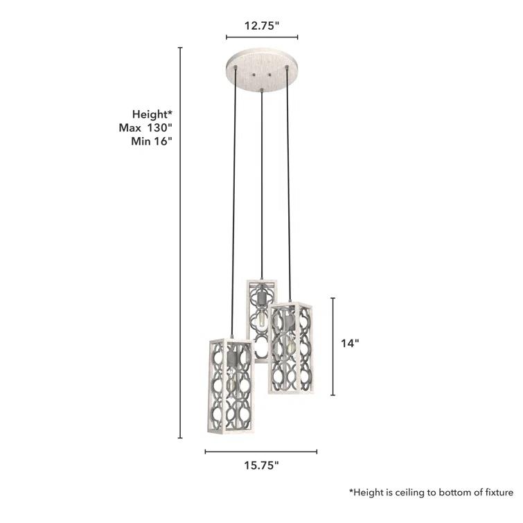 Gablecrest 3 Light Rectangle Cluster Pendant
