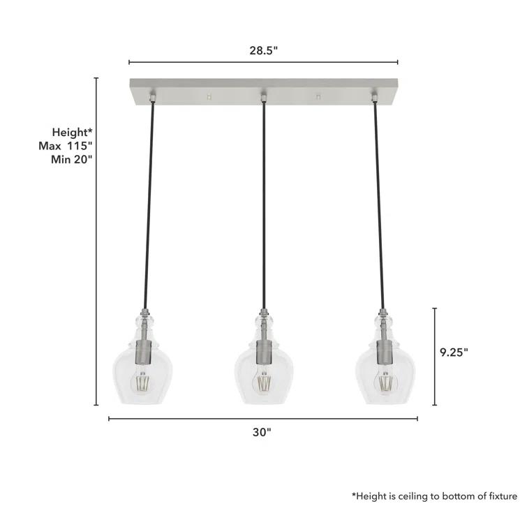 Hunter Fan Maple Park 3 Light Linear Bell Pendant