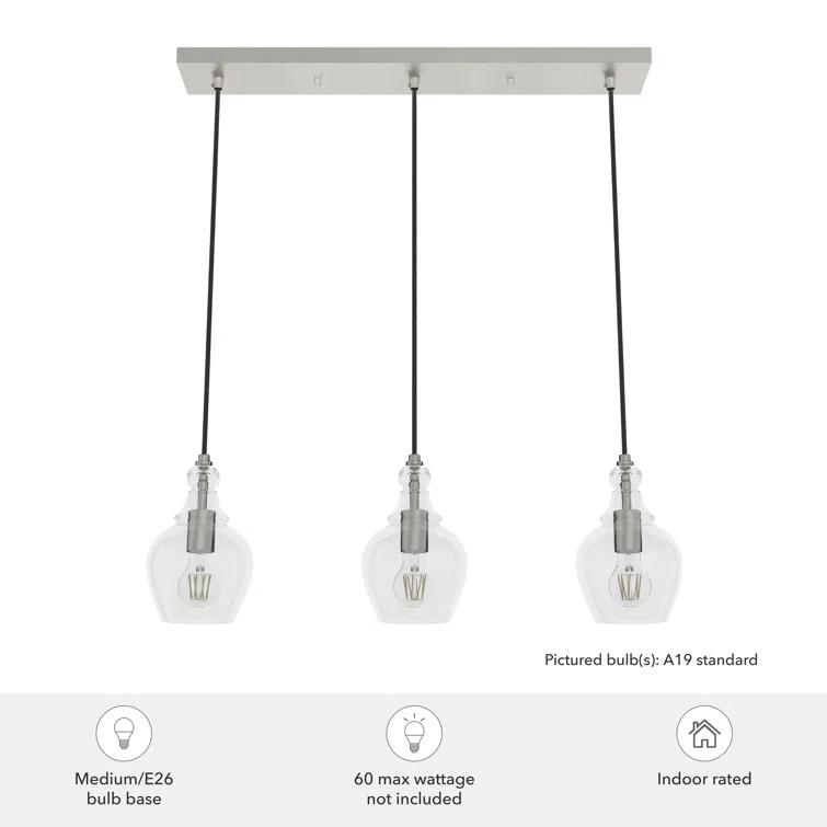 Hunter Fan Maple Park 3 Light Linear Bell Pendant